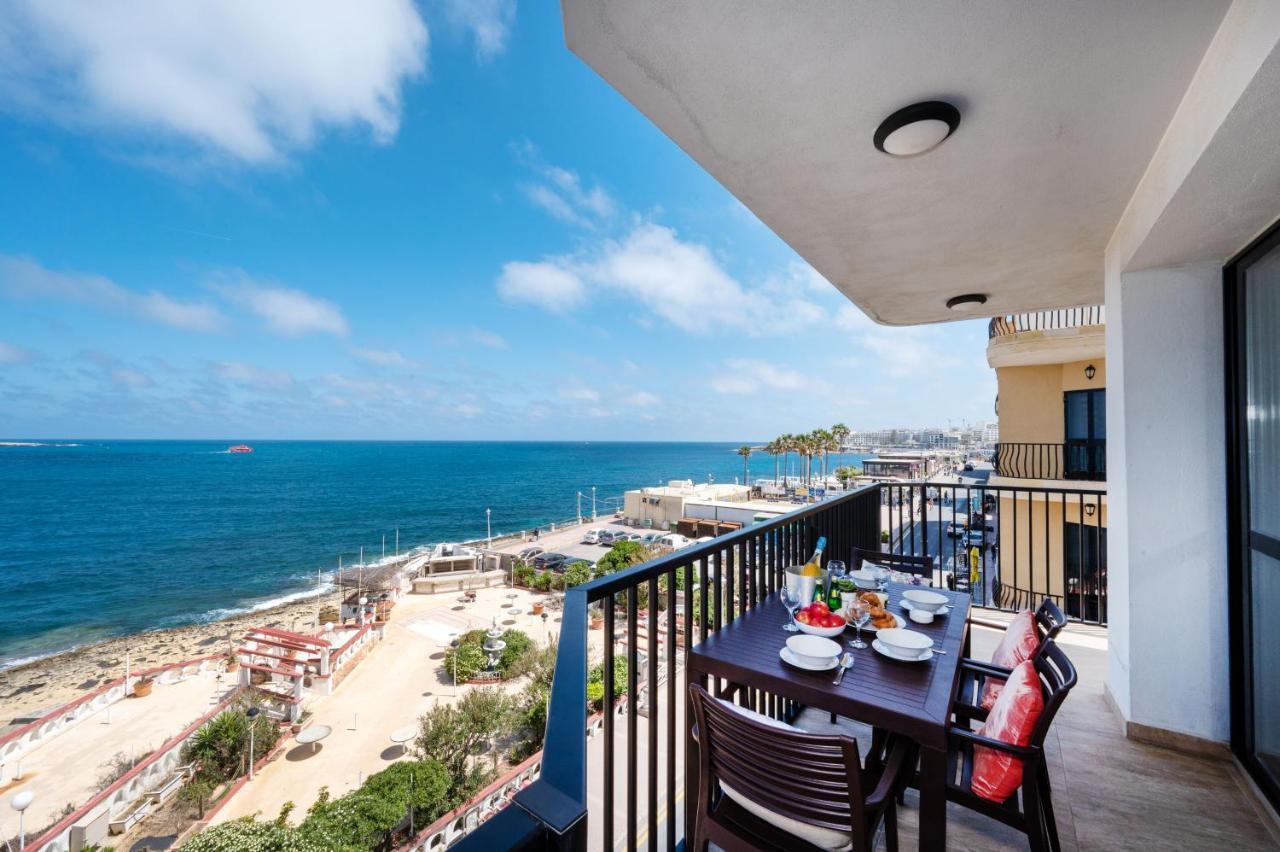 Islet Promenade Seafront Apartment With Large Corner Terrace By Getawaysmalta St. Paul's Bay Exterior photo